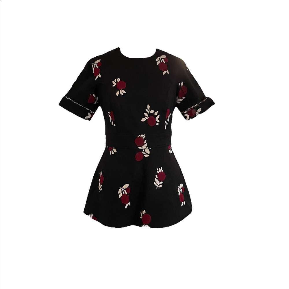 Lela Rose stretch jacquard peplum top
